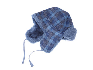 fur hat ear flaps on the white background