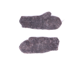 knitted mittens on a white background