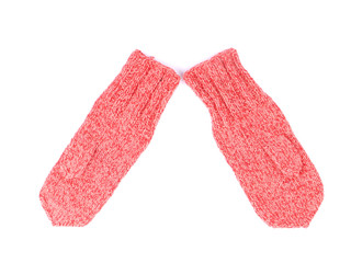 knitted mittens on a white background