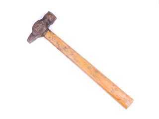 old rusty hammer on a white background