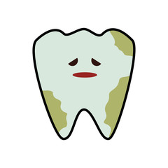 tooth dirty cartoon dental care health hygiene icon. Isolated and flat illustration. Vector graphic