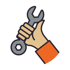 wrench tool repair construction industrial icon. Isolated and flat illustration. Vector graphic