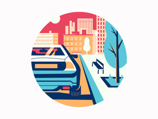 Obraz premium Car on road in city