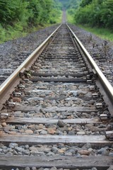 Fototapeta premium 遠くまで続く一本の線路