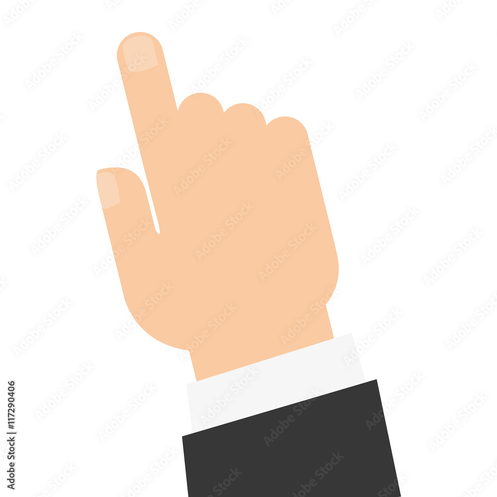 Poster flat design hand pointing with index finger icon vector illustration