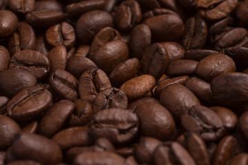 Naklejka premium Close-up on Coffee beans. Coffea arabica.
