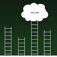 cloud on ladder set illustration on green background
