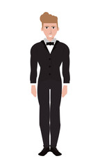Fototapeta premium flat design single man with suit and bowtie icon vector illustration