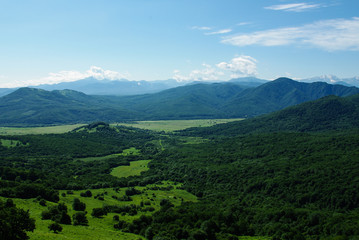 Mountain landscape forest sky summer