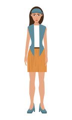 flat design single woman with vest icon vector illustration