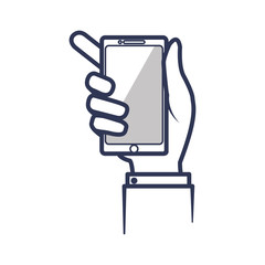 smartphone hand mobile gadget technology icon. Isolated and flat illustration. Vector graphic