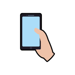 smartphone hand mobile gadget technology icon. Isolated and flat illustration. Vector graphic