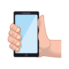 smartphone hand mobile gadget technology icon. Isolated and flat illustration. Vector graphic