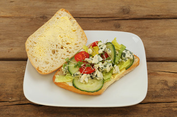 Blue cheese salad on ciabatta