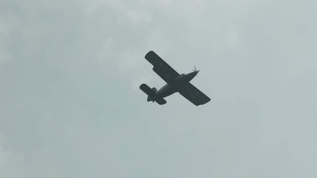 Russia, Novosibirsk, July 31, 2016: Plane An-2 flies in the sky