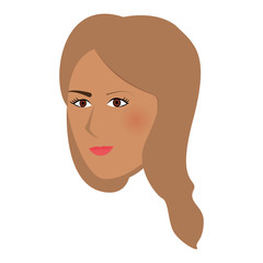 flat design single woman with long hair icon vector illustration