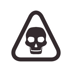 skull road sign triangle warning icon. Isolated and flat illustration. Vector graphic