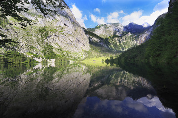 Fototapeta na wymiar Obersee Lake reflections, Bavaria, Germany