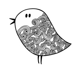 Zentangle stylized bird in vector for coloring.