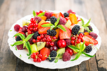 Fresh fruit salad on the plate 