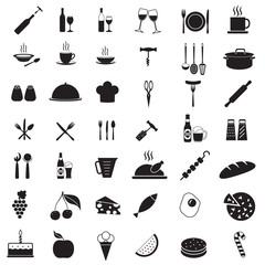 Kitchen tools icon set. Food and drink vector symbols. Elements for restaurant or menu design.