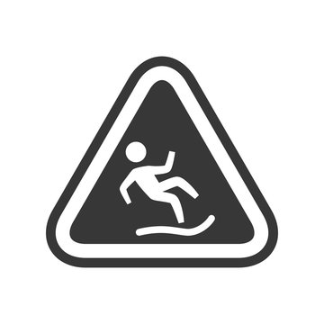 wet floor road sign prevention warning icon. Isolated and flat illustration. Vector graphic