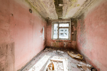 interior of an old abandoned soviet hospital