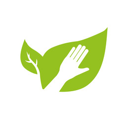 Obraz premium hand human leaf help gesture fingers palm icon. Isolated and flat illustration. Vector graphic