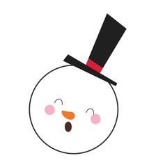 flat design cute snowman icon vector illustration