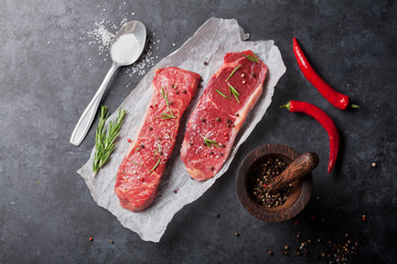 Raw striploin steak