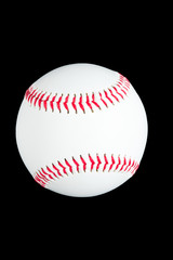white leather baseball ball on black