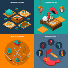 China Touristic Isometric 2x2 Icons Set