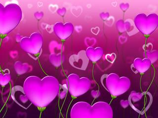 Fototapeta na wymiar Mauve Hearts Background Represents Valentine Day And Backgrounds