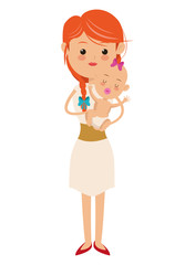 flat design woman carrying baby icon vector illustration