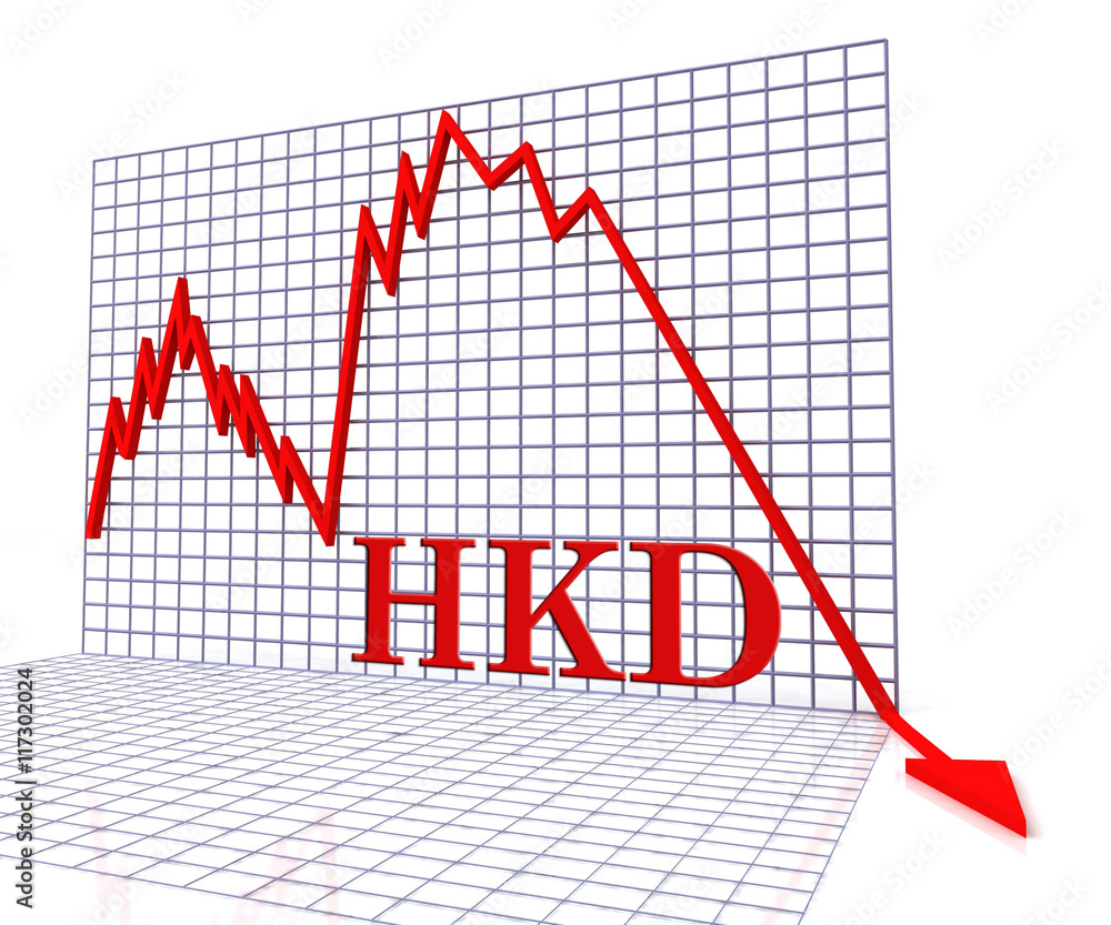 Poster hkd graph negative means hong kong dollar and coinage 3d renderi