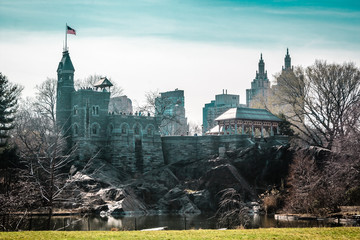 Belvedere Castle at Central Park in Manhattan, New York City - obrazy, fototapety, plakaty