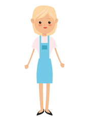 flat design single woman wearing apron icon vector illustration