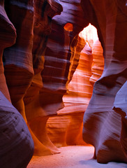 Glowing slot canyon in desert