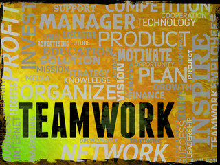 Teamwork Words Means Unit Organization And Cooperation