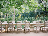 Tables set for wedding in garden
