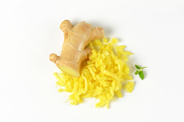 whole and grated ginger root