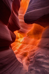 Glowing slot canyon in desert