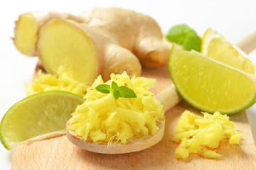 whole and grated ginger