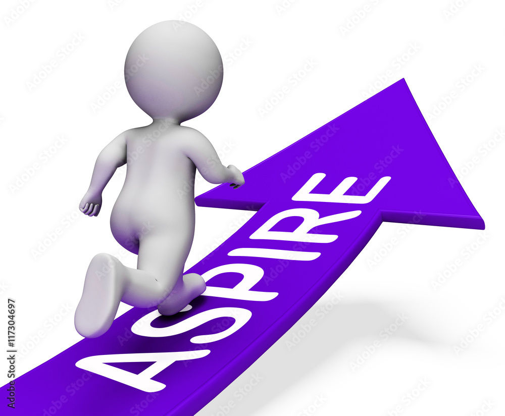 Poster aspire arrow indicates missions future and plans 3d rendering