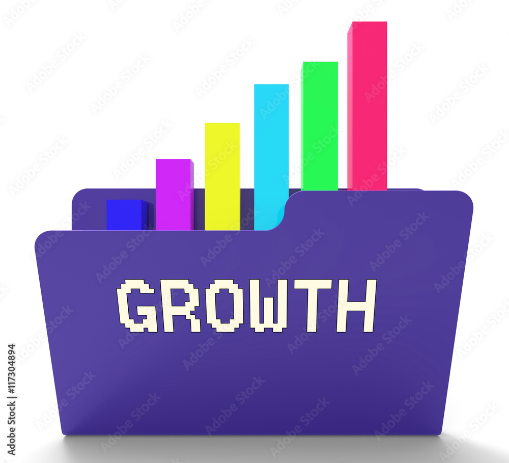 Poster growth file represents business graph and binder 3d rendering