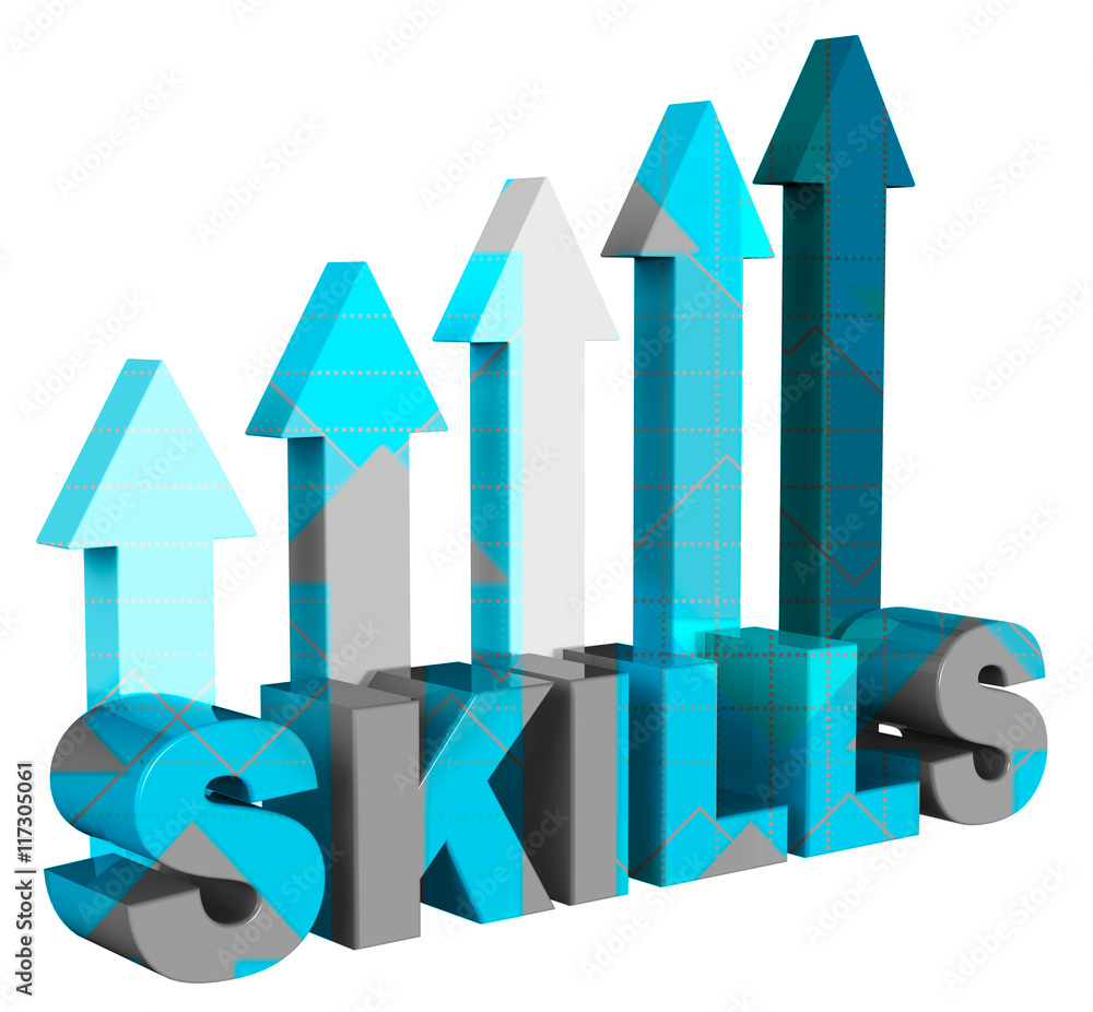 Poster skills arrows means expertise pointing and abilities 3d renderin