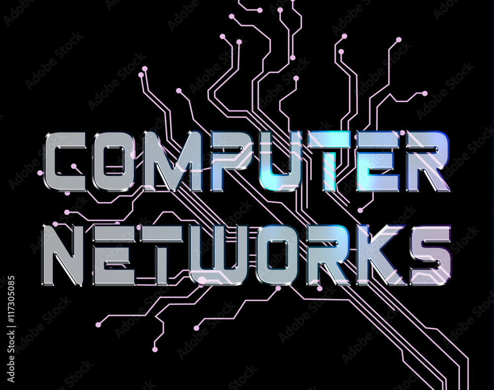 Poster computer networks shows global communications and networked