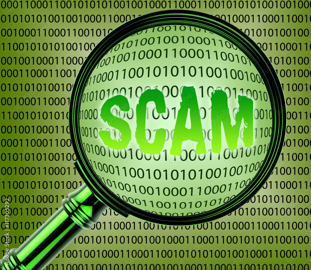 Poster computer scam means scamming processor and magnifying