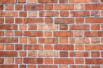 Red brick wall grunge background.