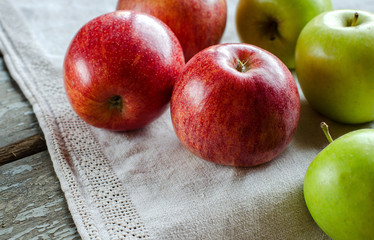 The harvest of apples. Red and green apples.